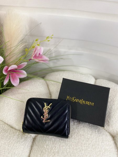 جزدان YSL أكسسوار ذهبي أملس
